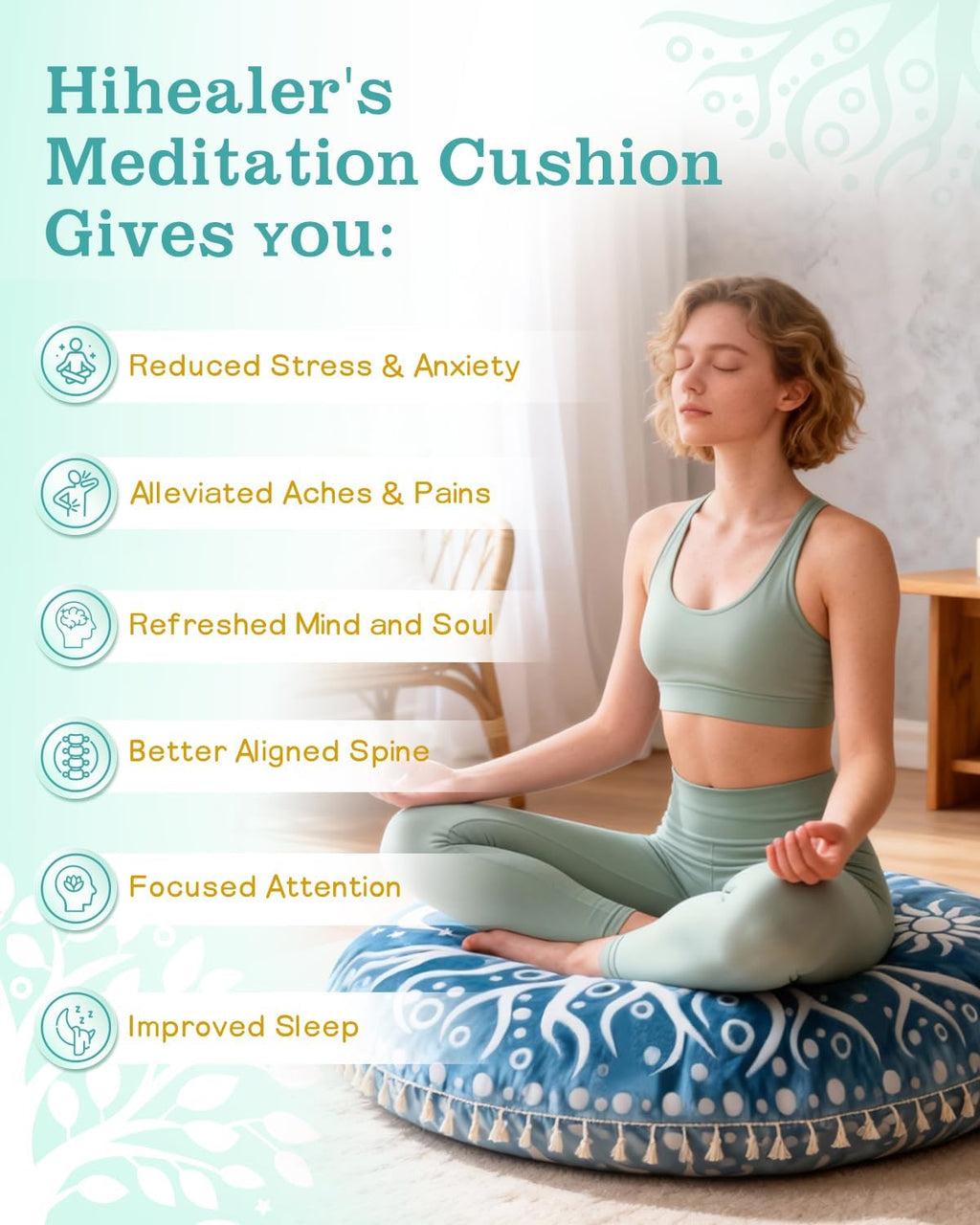 Hihealer Velvet Meditation Cushion