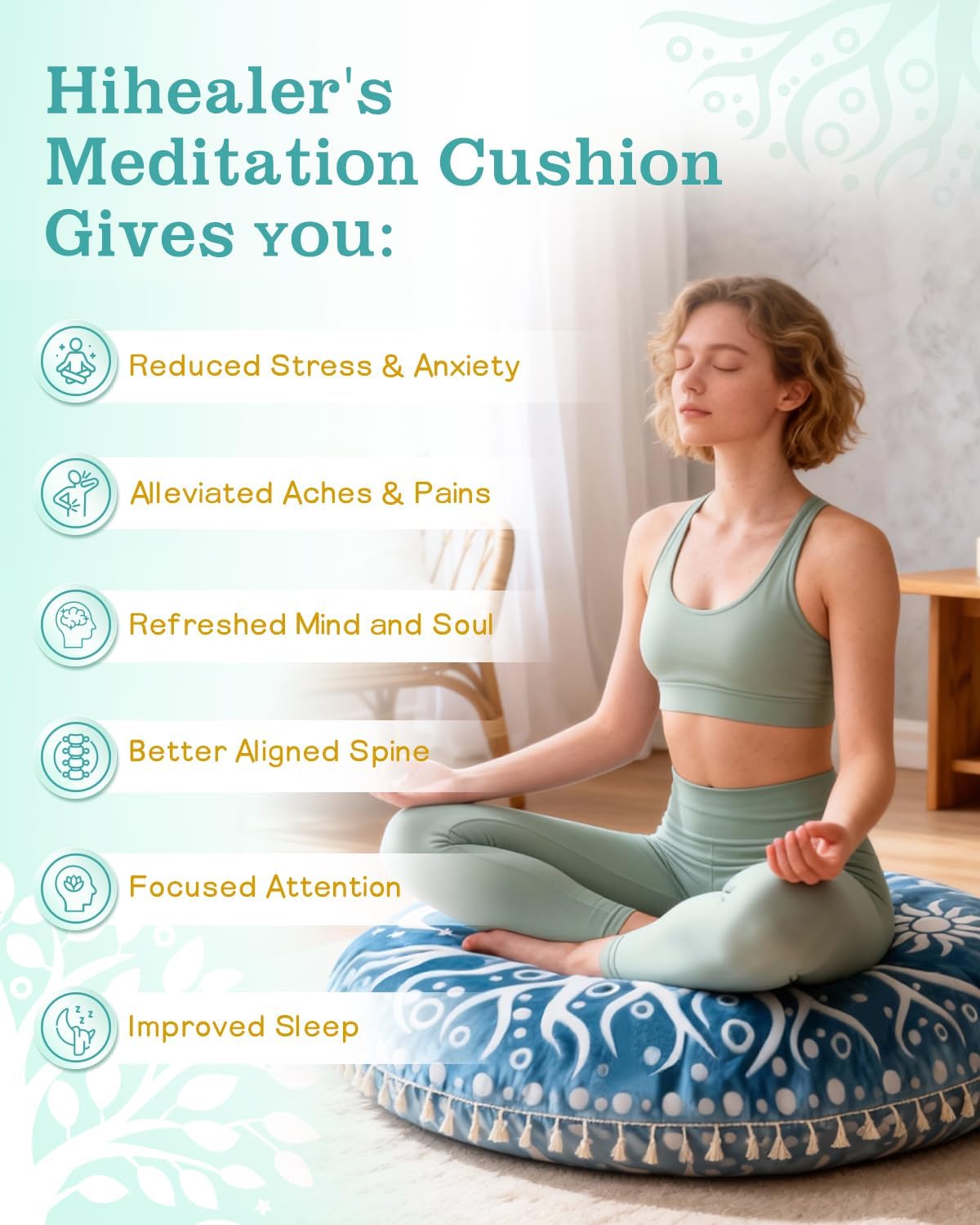 Hihealer Velvet Meditation Cushion