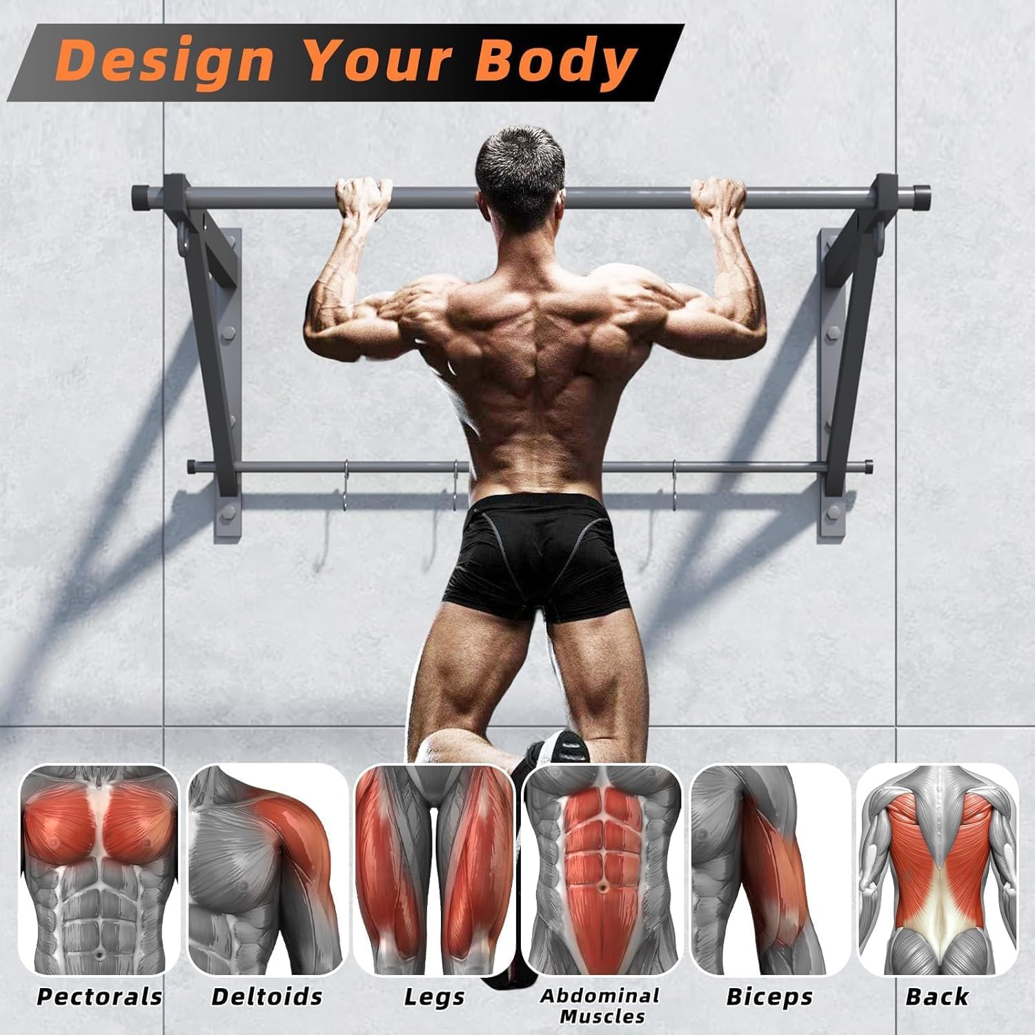 Heavy Duty Wall Mount Pull Up Bar