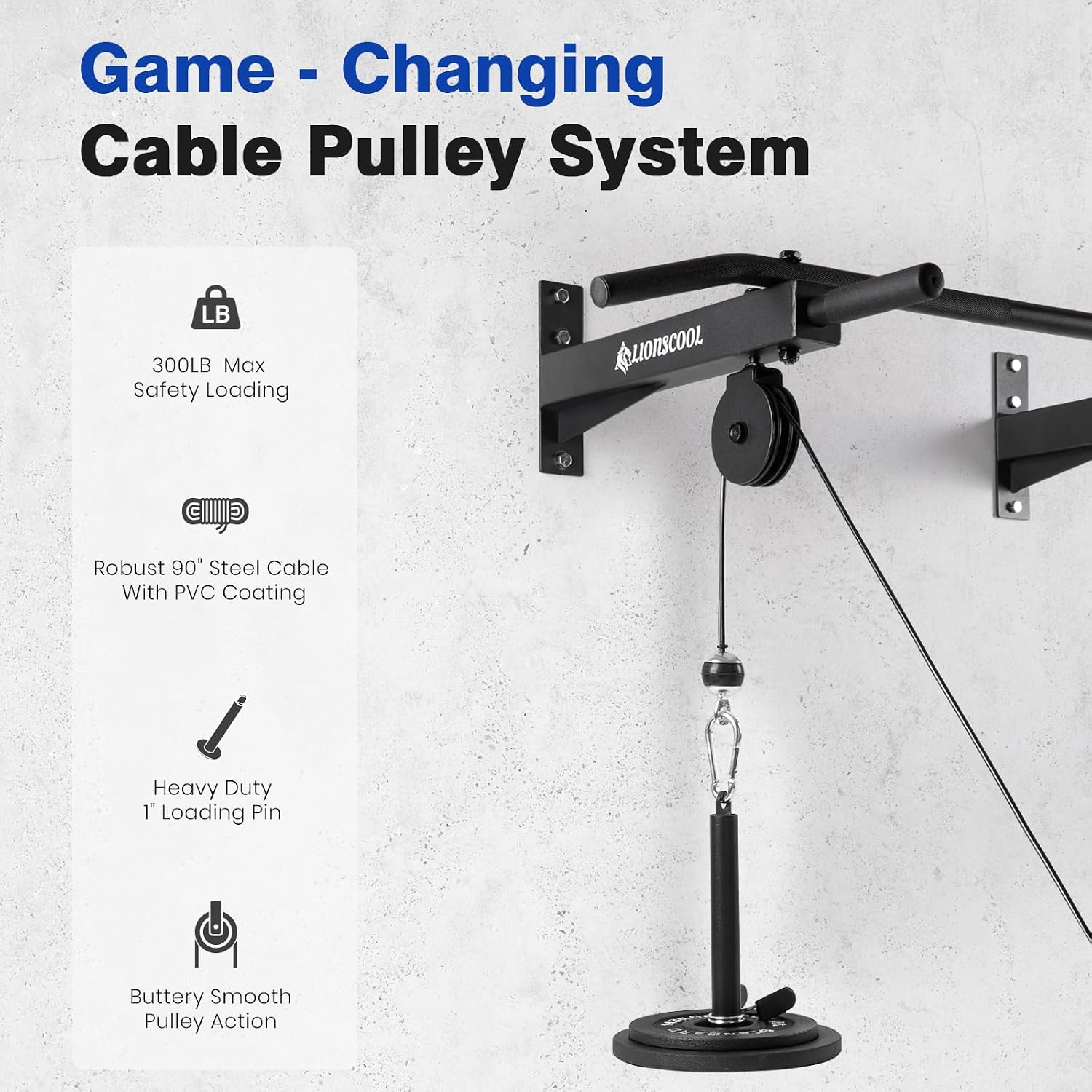 LIONSCOOL Pulley Wall Pull Up Bar