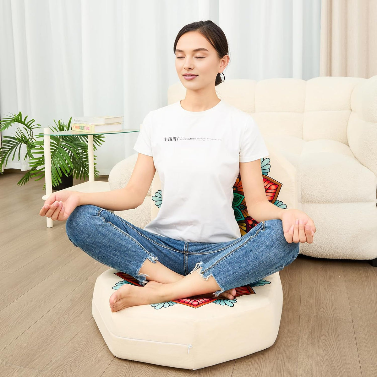 Velvet Mandala Memory Foam Floor Pillow