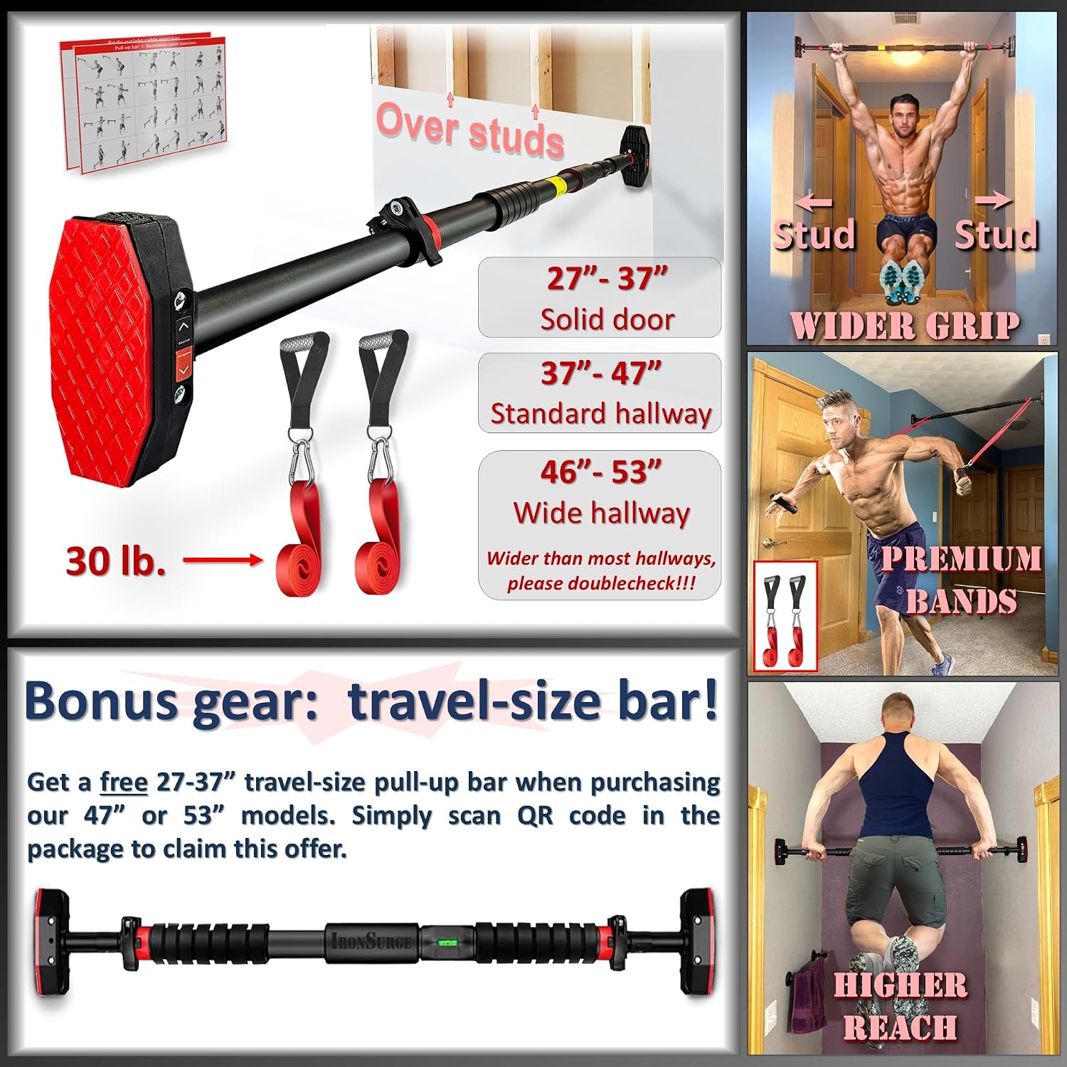 No Screw Doorway Pull Up Bar Set
