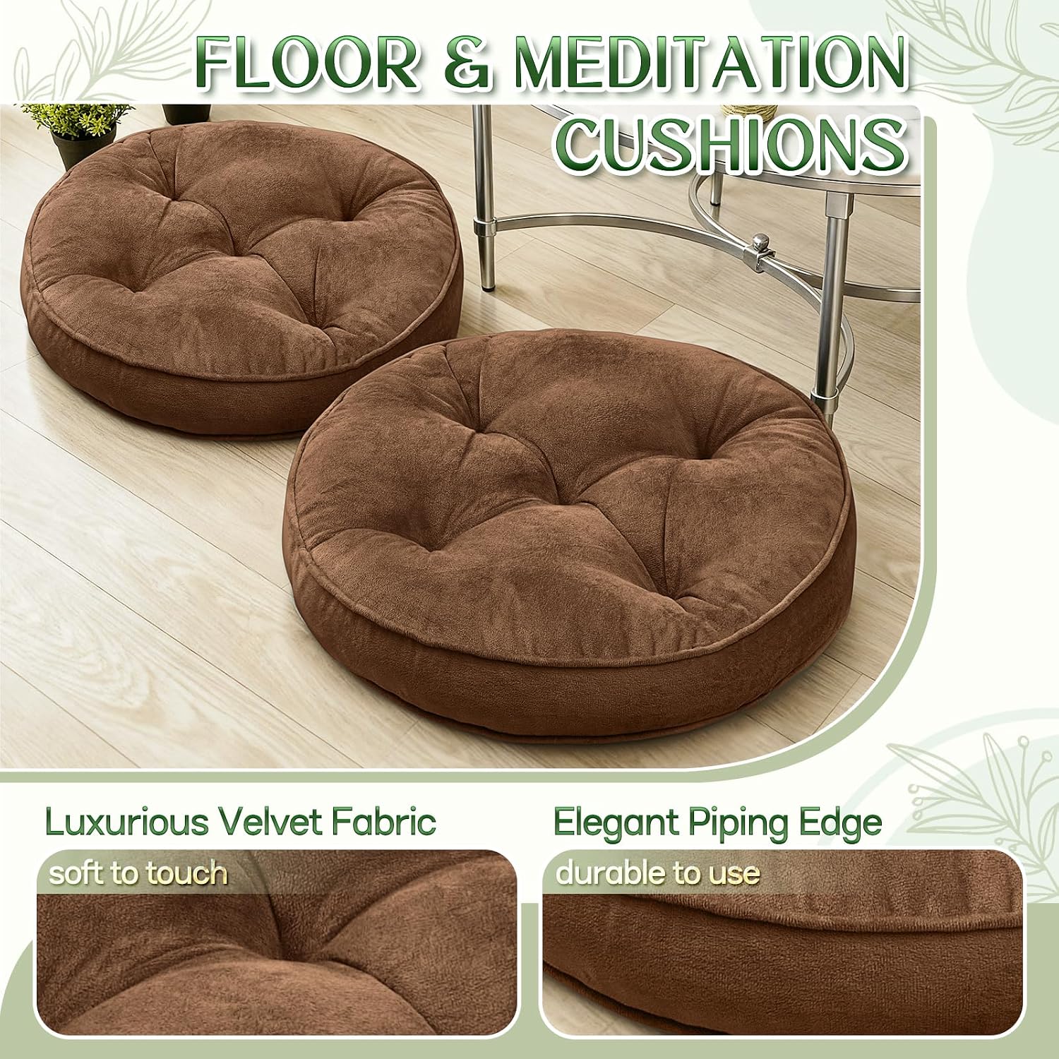 2pc Round Memory Foam Floor Cushions