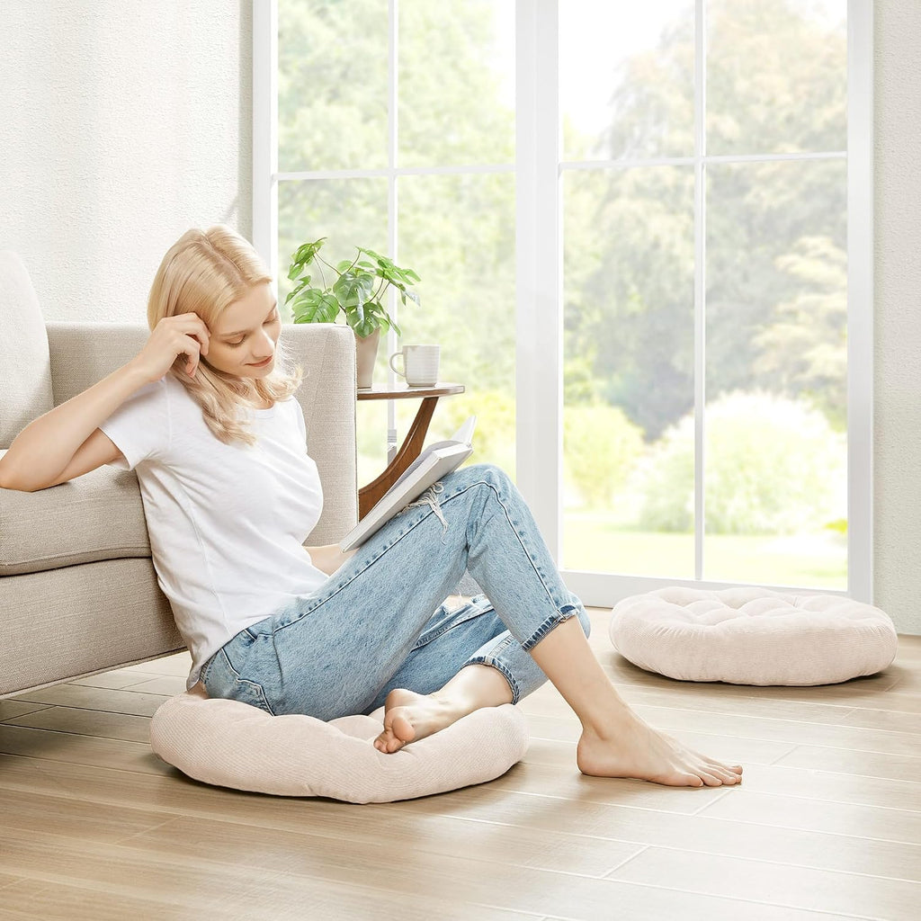 2pc Round Corduroy Meditation Pillows