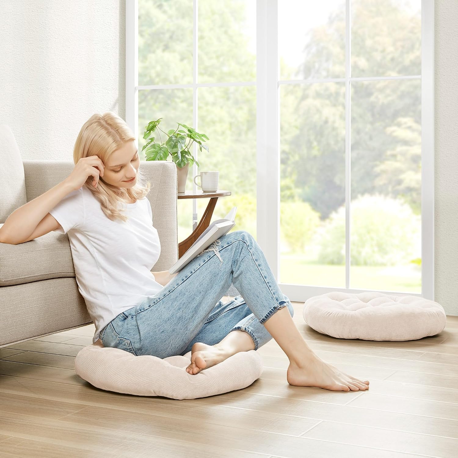 2pc Round Corduroy Meditation Pillows