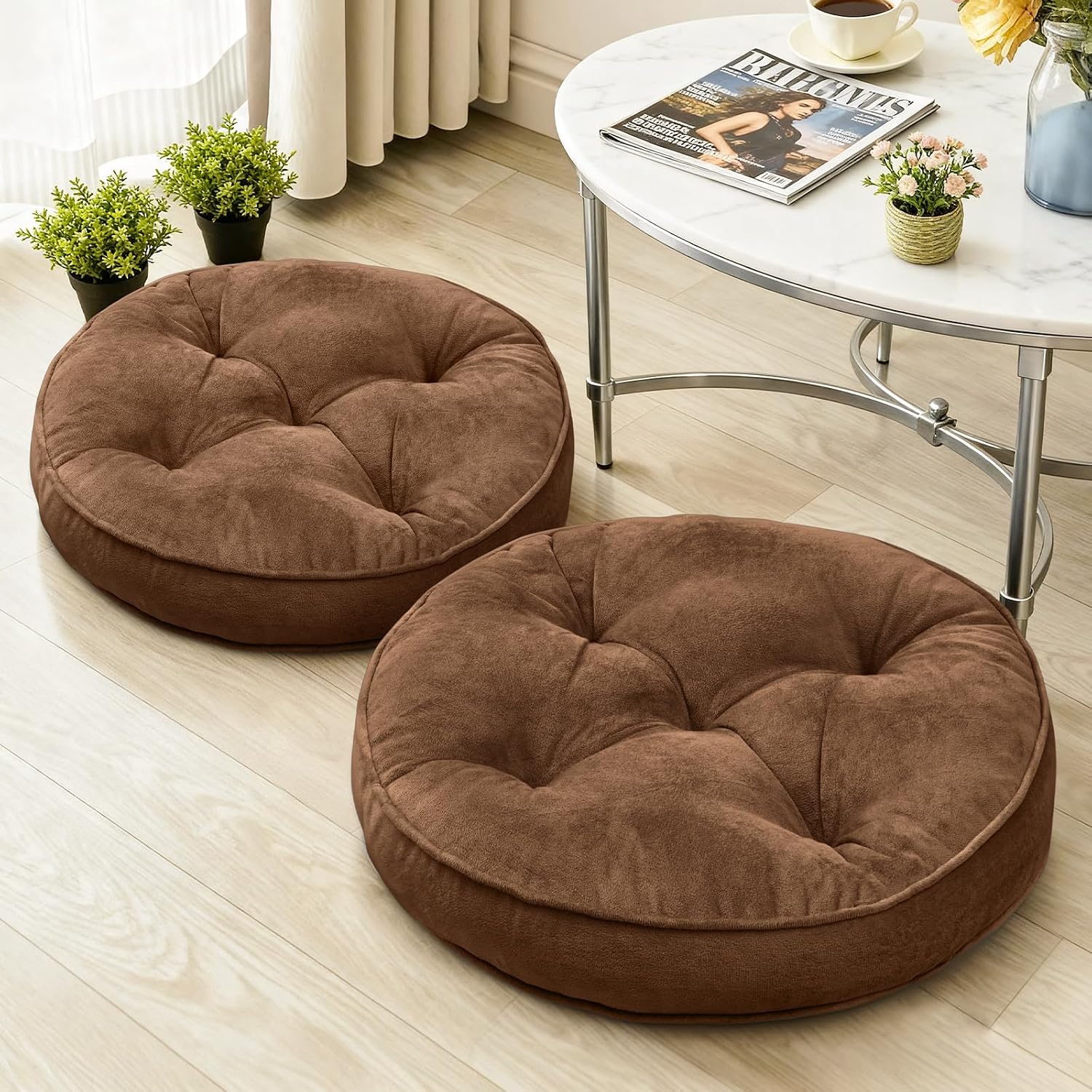 2pc Round Memory Foam Floor Cushions