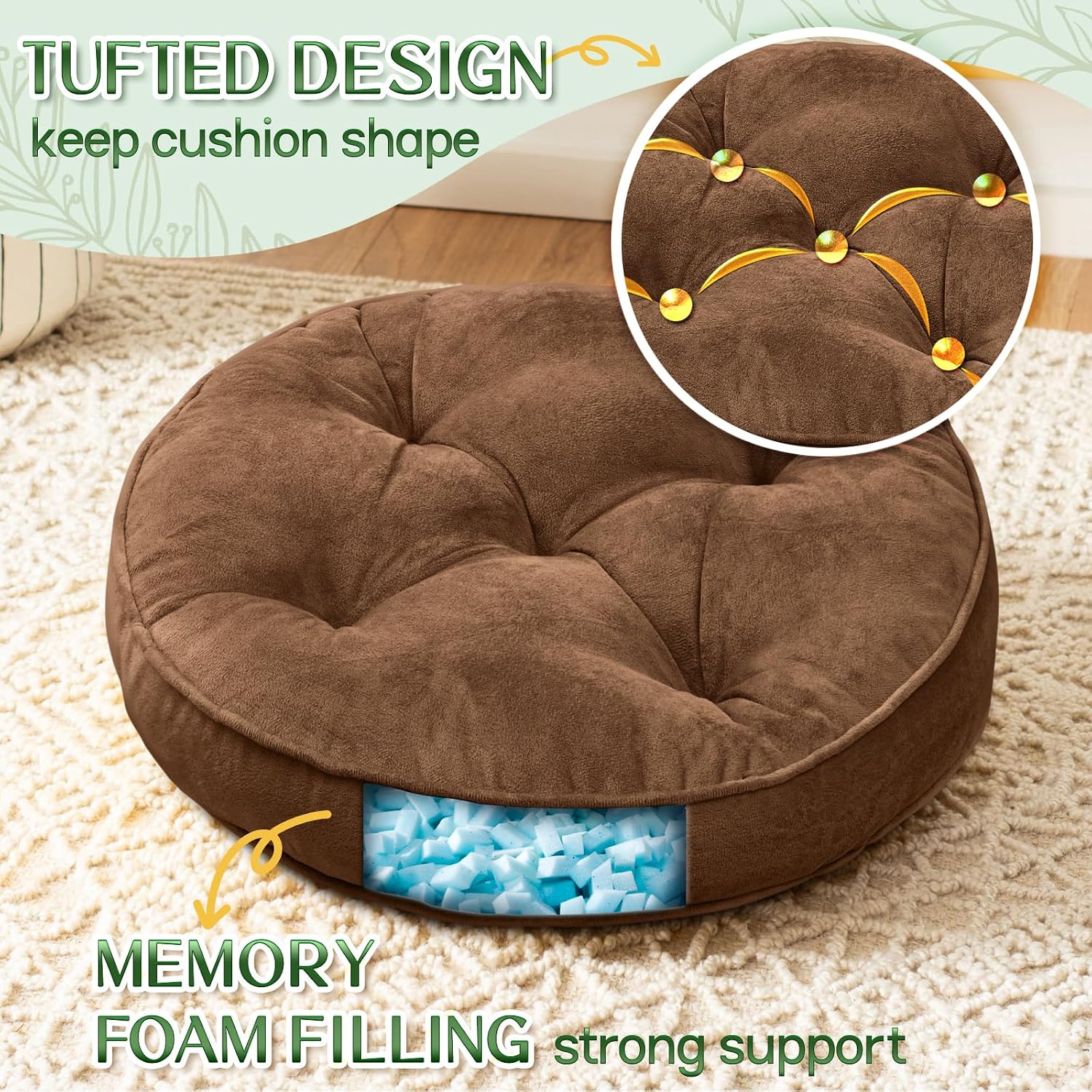 2pc Round Memory Foam Floor Cushions